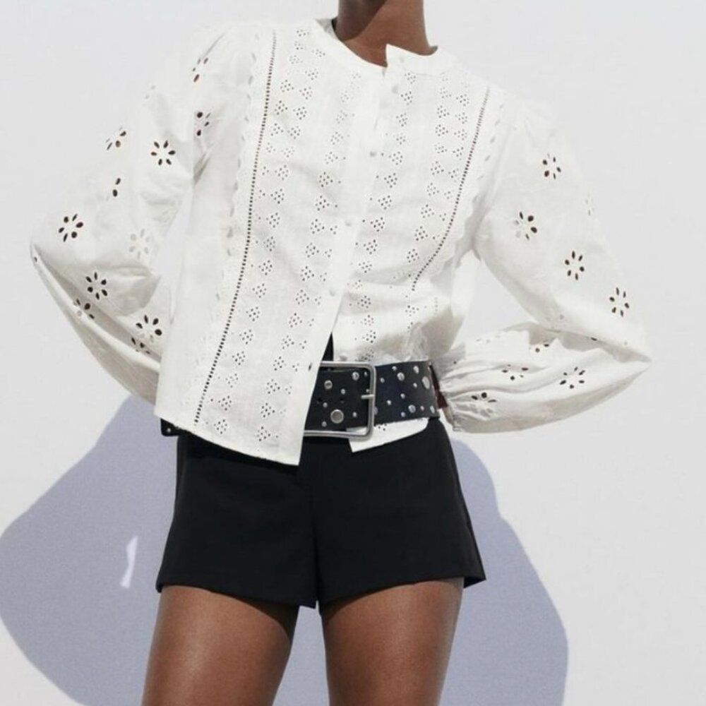 Zara blouse with cutwork embroidery - never worn